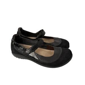 Naot Shoes Womens Size 9 Wide Kirei Mary Jane Black Leather Suede Flats